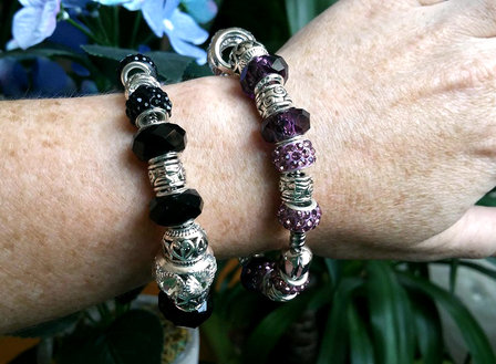 Dames armband met beads / bedels - zwart