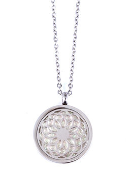 Ketting edelstaal met coin hanger - mandala