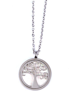 Ketting edelstaal met coin hanger - boom