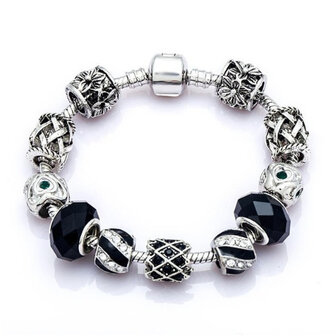 Dames armband met beads / bedels - zwart