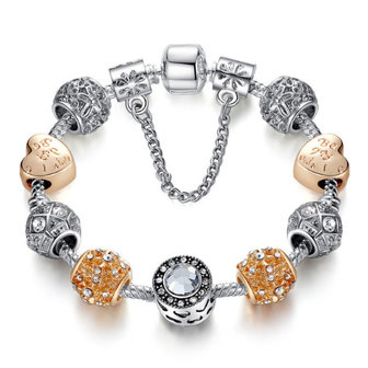 Dames armband met beads / bedels - ros&eacute;
