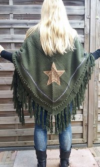 Dames poncho / omslagdoek met ster - grijs