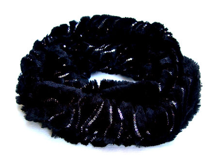 Dames sjaal / loop kolsjaal imitatiebont - zwart