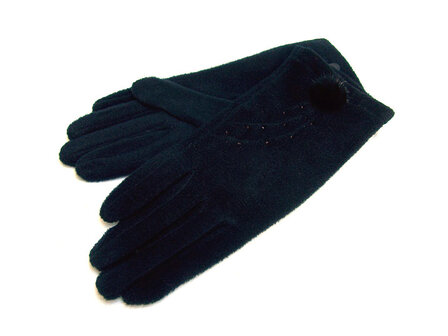 Handschoenen met bontpluimpje - zwart