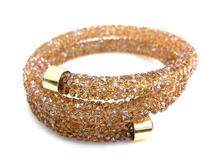 Crystaldust double dames armband - goud / bruin