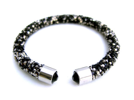 Crystaldust dames armband - zwart / zilver