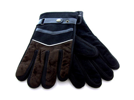 Handschoenen heren leatherlook - bruin/zwart