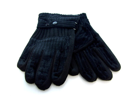 Handschoenen dames leatherlook/stof - zwart