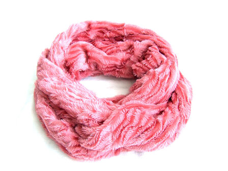 Dames pluche sjaal / loop kolsjaal imitatiebont - roze