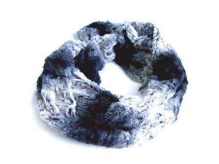 Dames pluche sjaal / loop kolsjaal imitatiebont - grijs / zwart