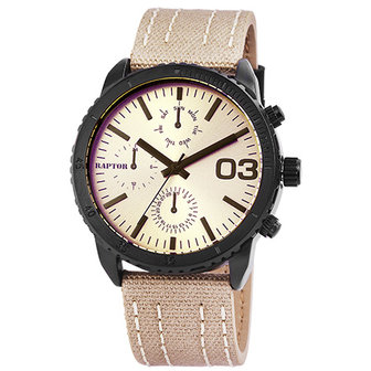 Raptor herenhorloge met textiel band - beige