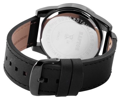 Raptor XXL horloge met lederen band - zwart