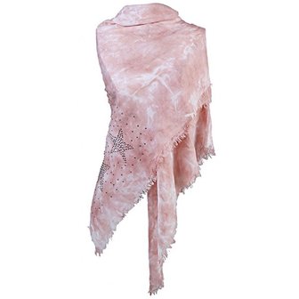 Dames driehoek sjaal / poncho met sterren - roze