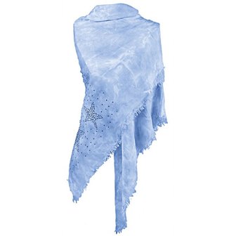 Dames driehoek sjaal / poncho met sterren - blauw