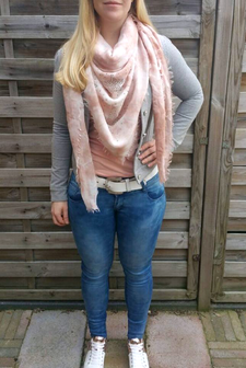 Dames driehoek sjaal / poncho met sterren - blauw