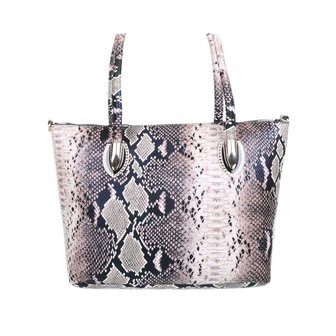 Dames tas / handtas middelgroot met slangenprint - oudroze / bruin