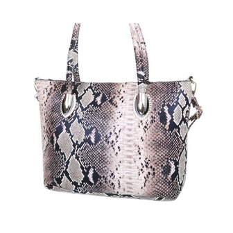 Dames tas / handtas middelgroot met slangenprint - oudroze / bruin