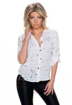 Dames blouse met verfspatten / paint spots - wit