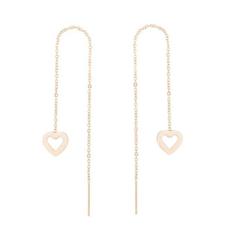 Oorhangers chain / oorbellen met ketting hart - edelstaal gold plated