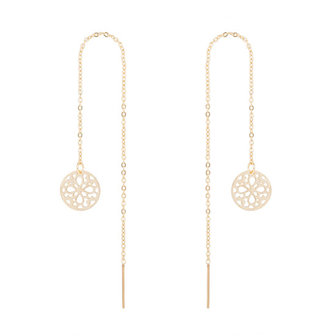 Oorhangers chain / oorbellen met ketting mandala - edelstaal gold plated