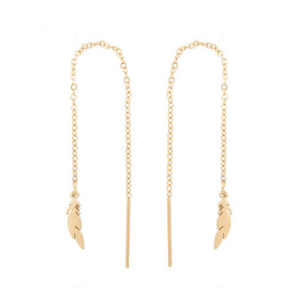 Oorhangers chain / oorbellen met ketting veer - edelstaal gold plated
