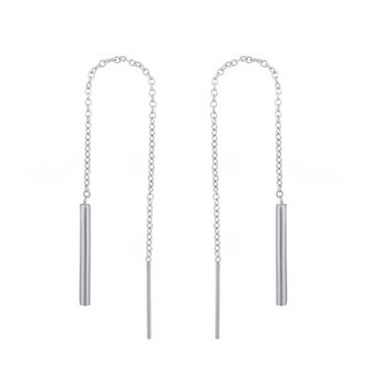 Oorhangers chain / oorbellen met ketting tube - edelstaal