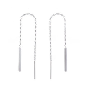 Oorhangers chain / oorbellen met ketting tube - edelstaal