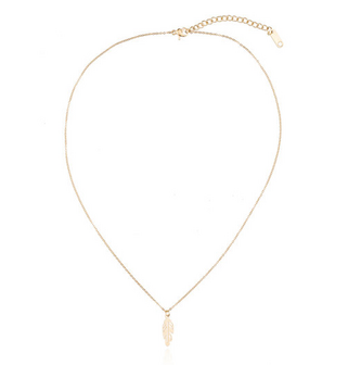 Ketting met hanger veer - edelstaal gold plated