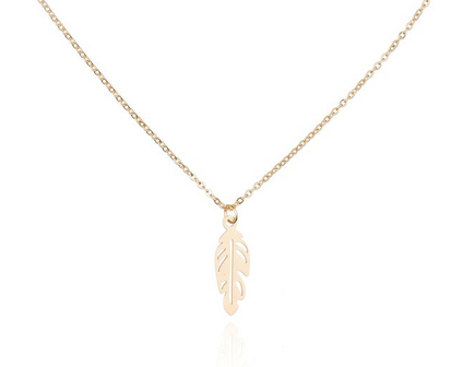 Ketting met hanger veer - edelstaal gold plated