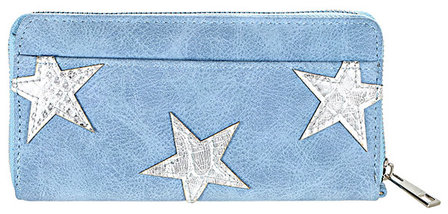 Dames portemonnee met sterren - blauw / zilver