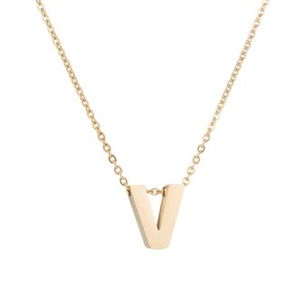 Ketting met hanger edelstaal goud - letter V