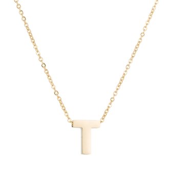 Ketting met hanger edelstaal goud - letter T