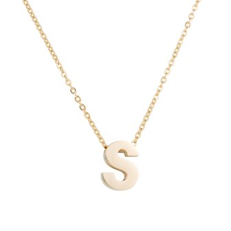 Ketting met hanger edelstaal goud - letter S