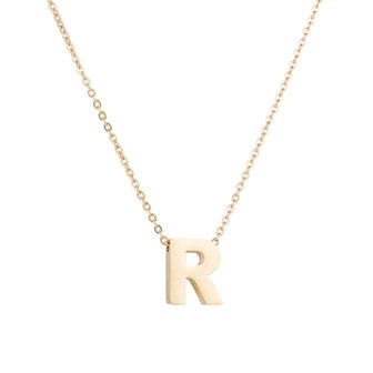 Ketting met hanger edelstaal goud - letter R