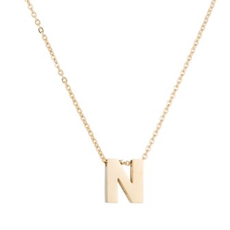 Ketting met hanger edelstaal goud - letter N