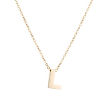 Ketting met hanger edelstaal goud - letter L