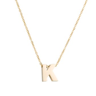 Ketting met hanger edelstaal goud - letter K