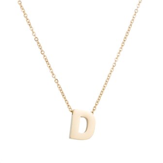 Ketting met hanger edelstaal goud - letter D