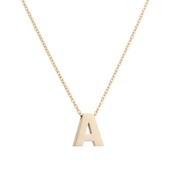 Ketting met hanger edelstaal goud - letter A