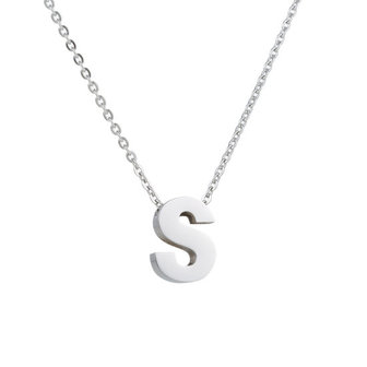 Ketting met hanger edelstaal zilver - letter S