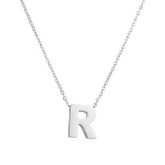 Ketting met hanger edelstaal zilver - letter R