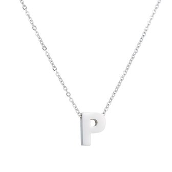 Ketting met hanger edelstaal zilver - letter P