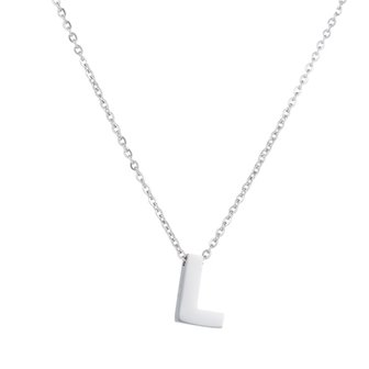 Ketting met hanger edelstaal zilver - letter L