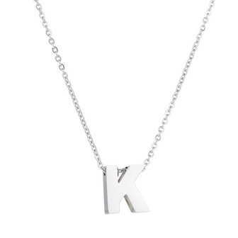 Ketting met hanger edelstaal zilver - letter K