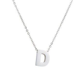 Ketting met hanger edelstaal zilver - letter D