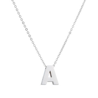 Ketting met hanger edelstaal zilver - letter A