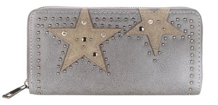 Dames portemonnee met sterren - grijs / lichtbruin