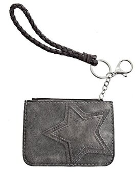 Dames mini-portemonnee met ster - grijs
