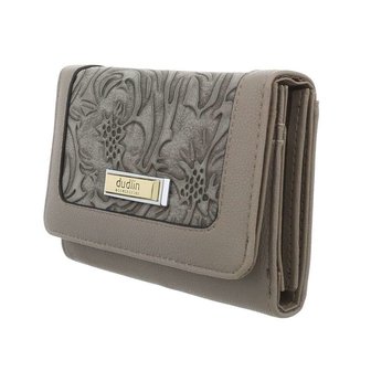 Dames portemonnee met bloemen - grijs