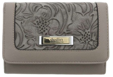 Dames portemonnee met bloemen - grijs